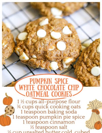 Pumpkin Spice Chocolate Chip Oatmeal Cookies