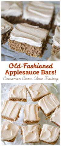easy spiced applesauce bars recipe cream cheese frosting