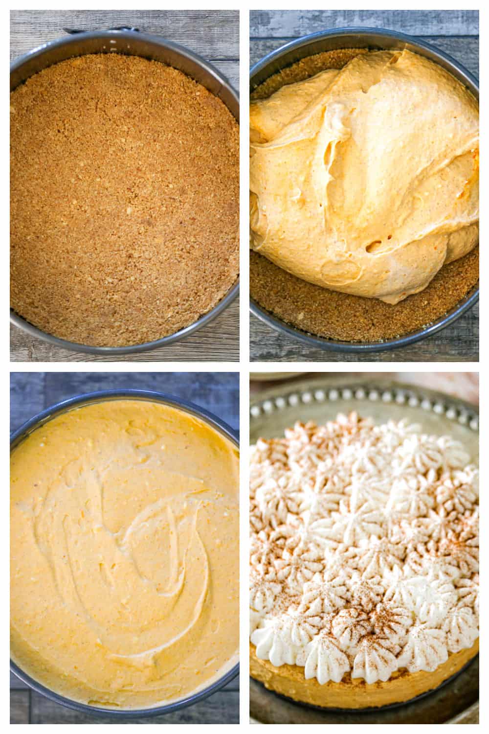 4 views from start to finish making no bake pumpkin cheesecake
