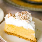 slice No Bake Pumpkin Cheesecake