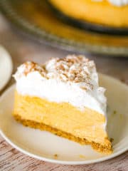 slice No Bake Pumpkin Cheesecake