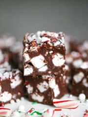 Stack of Peppermint Marshmallow Fudge