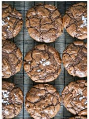 Fudgy Brownie Cookies on baking rack