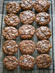Fudgy Brownie Cookies on baking rack