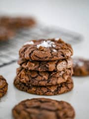 stack of Fudgy Brownie Cookies