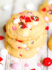 stack of Valentine's Day M&M Cookies