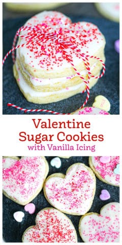 Valentine Sugar Cookies with Vanilla Icing