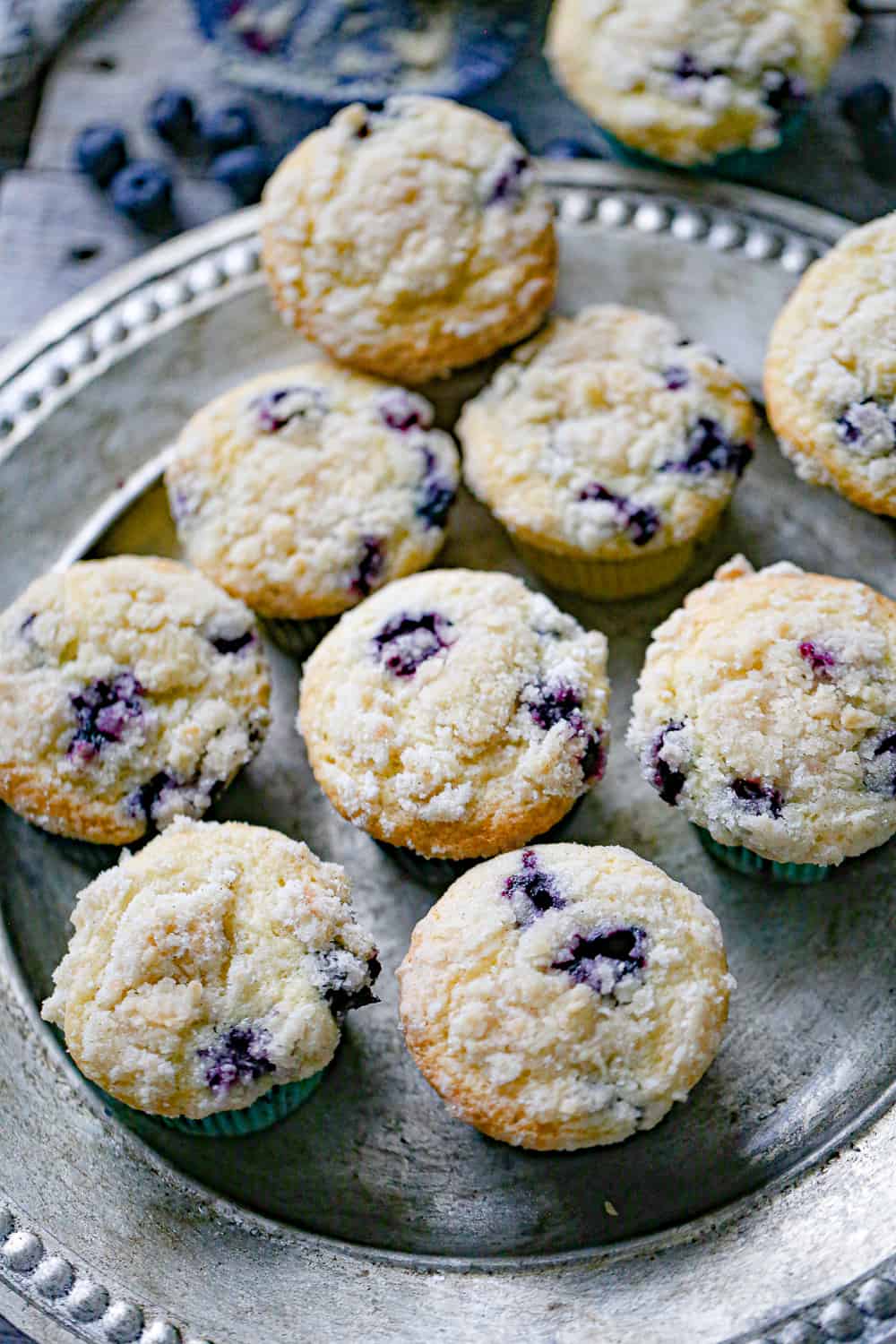 Blueberry Cream Cheese Muffins on a platter