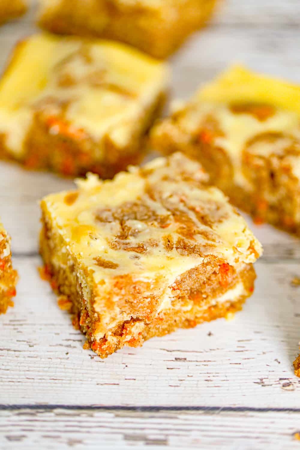 Carrot Cake Cream Cheese Bar up close - easy spring desserts