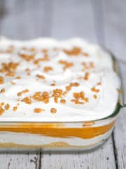 Easy Butterscotch Pudding Layered Dessert in a pan