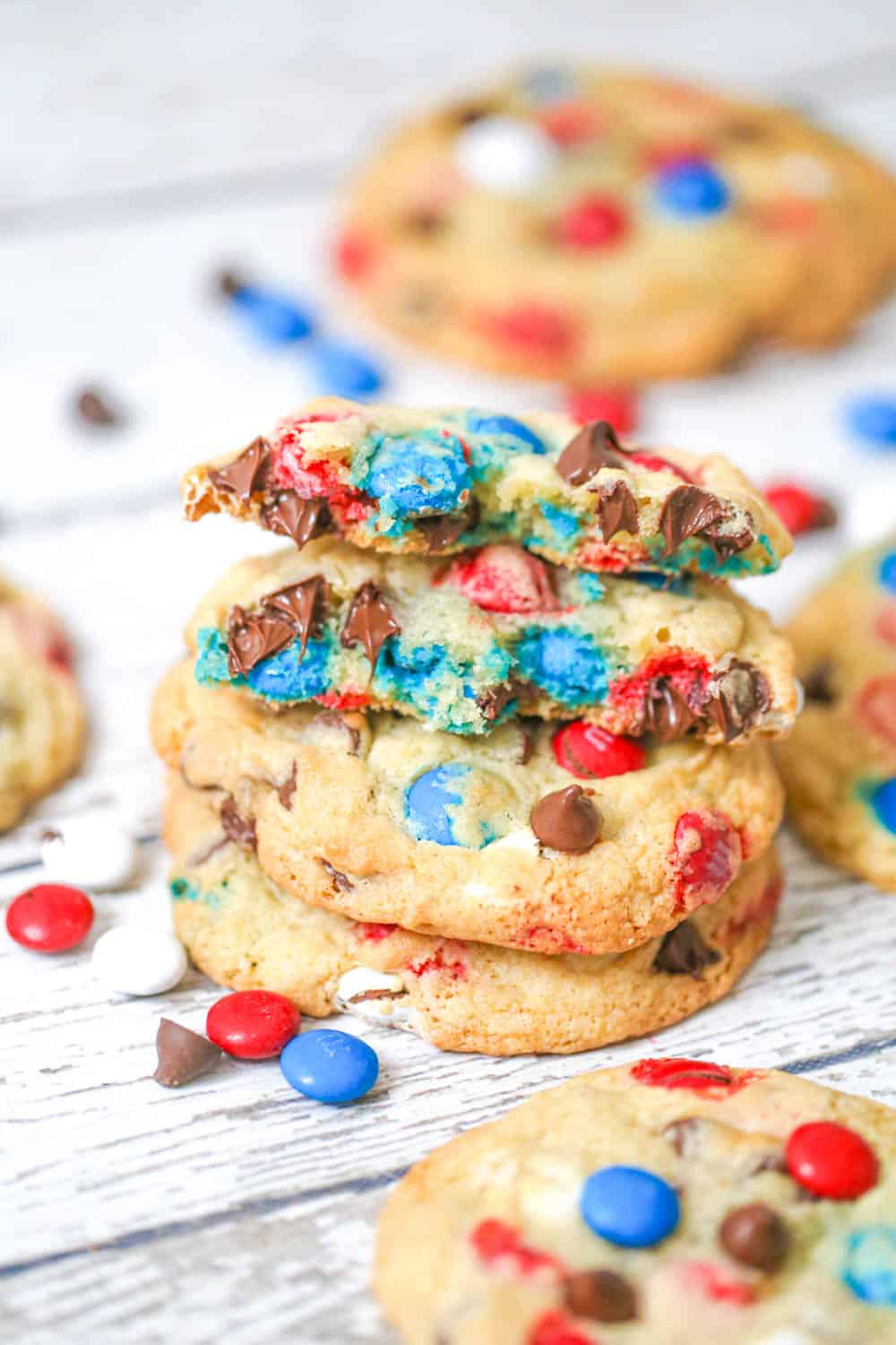 Red White & Blue M&M Chocolate Chip Cookies