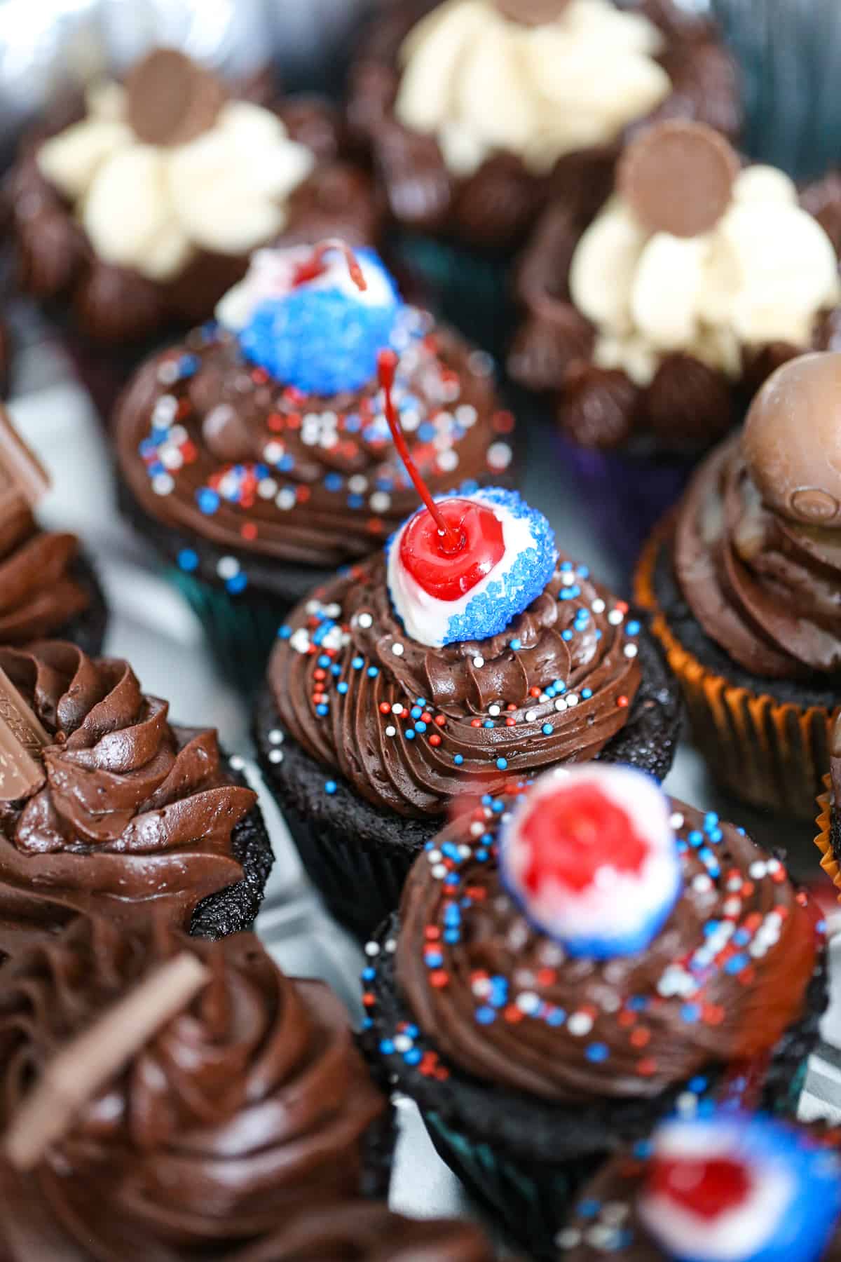 4th of July Cherry Bomb Cupcakes recipe red white and blue patriotic 
