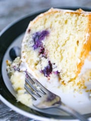 SLICE OF Lemon Blueberry Bundt Cake