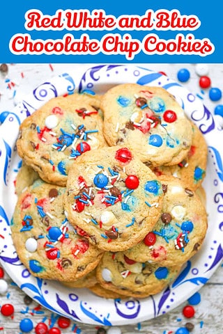Red White and Blue Chocolate Chip Cookies
