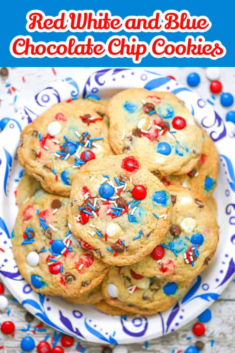 Red White and Blue Chocolate Chip Cookies red white and blue cookies m&m