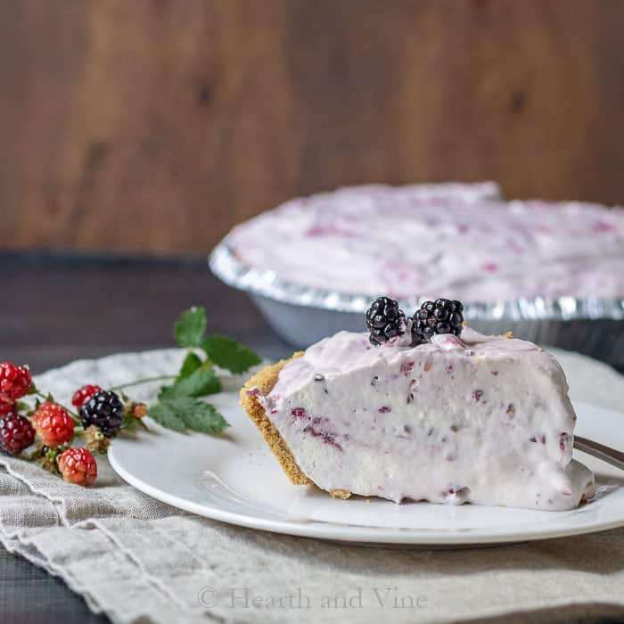his wild black raspberry ice cream pie is super easy to make. And, it’s so tasty, you’ll want to eat the whole thing in one sitting.