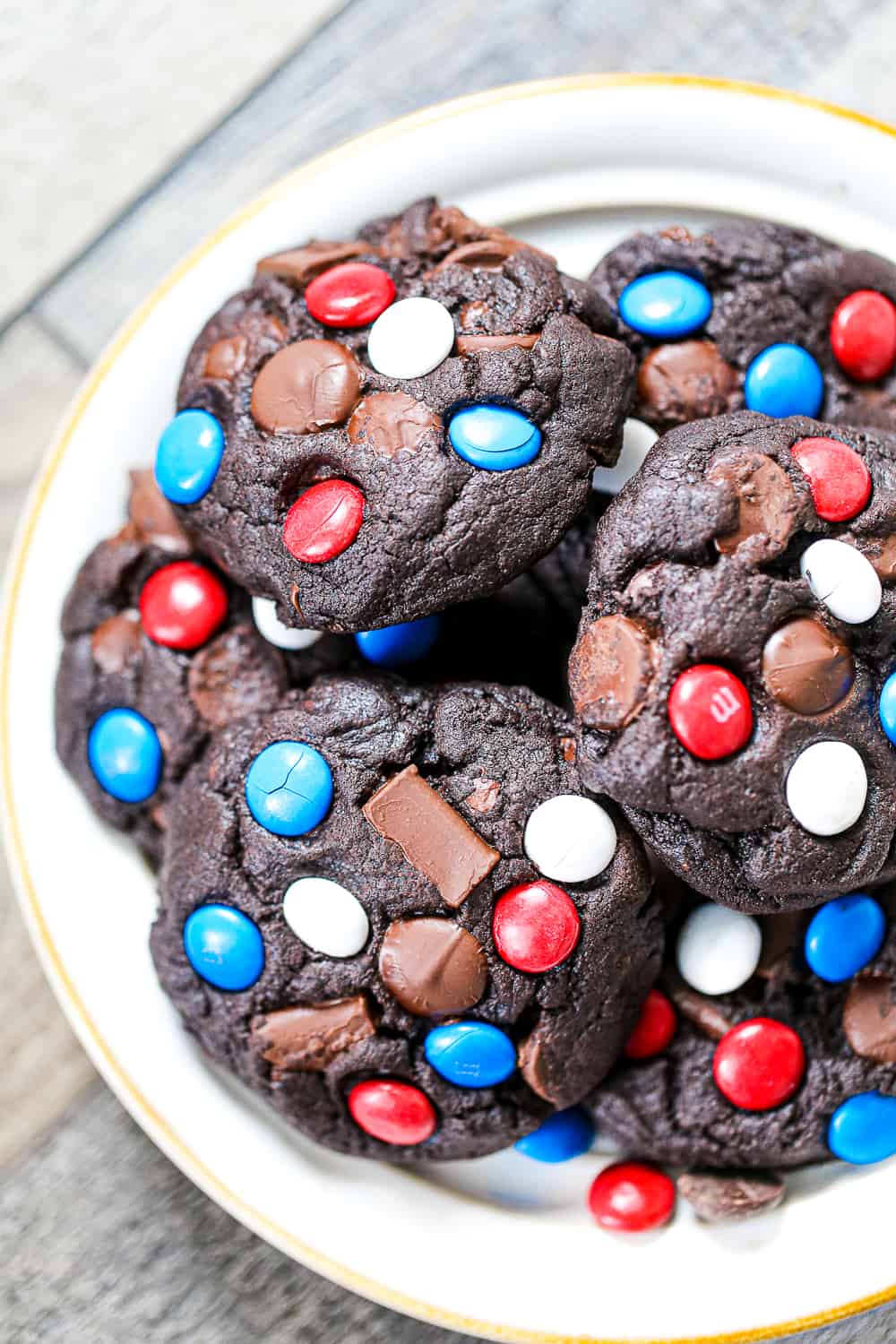 patriotic chocolate chip cookies red white and blue m&ms