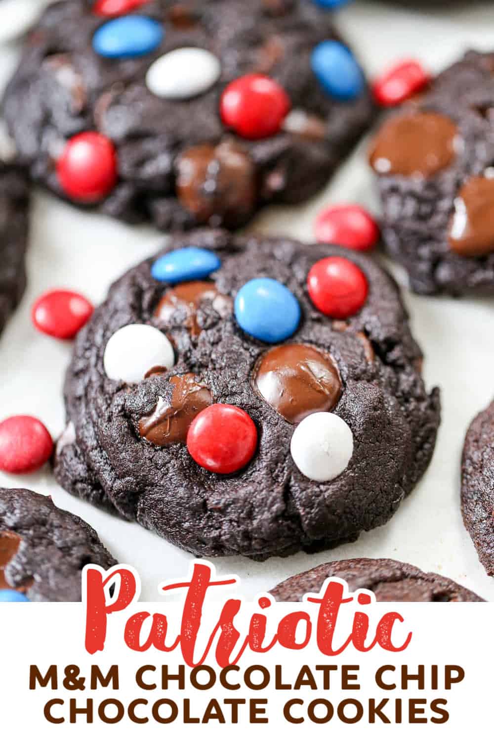 Patriotic red white and blue Chocolate Cookies