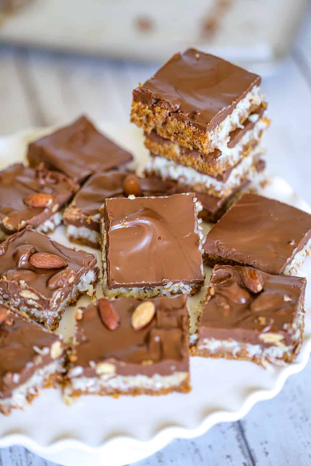 Chocolate Coconut Bars on a plate