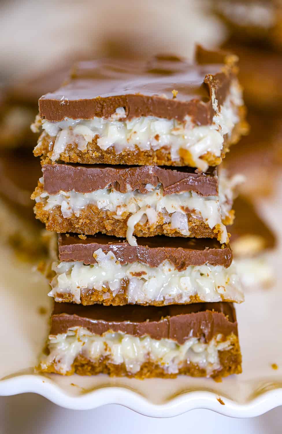 Homemade no bake Coconut Bars with layers