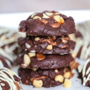 stack of chocolate macadamia cookies