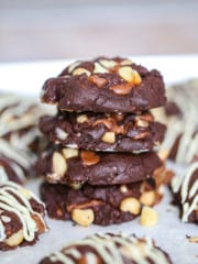 stack of chocolate macadamia cookies
