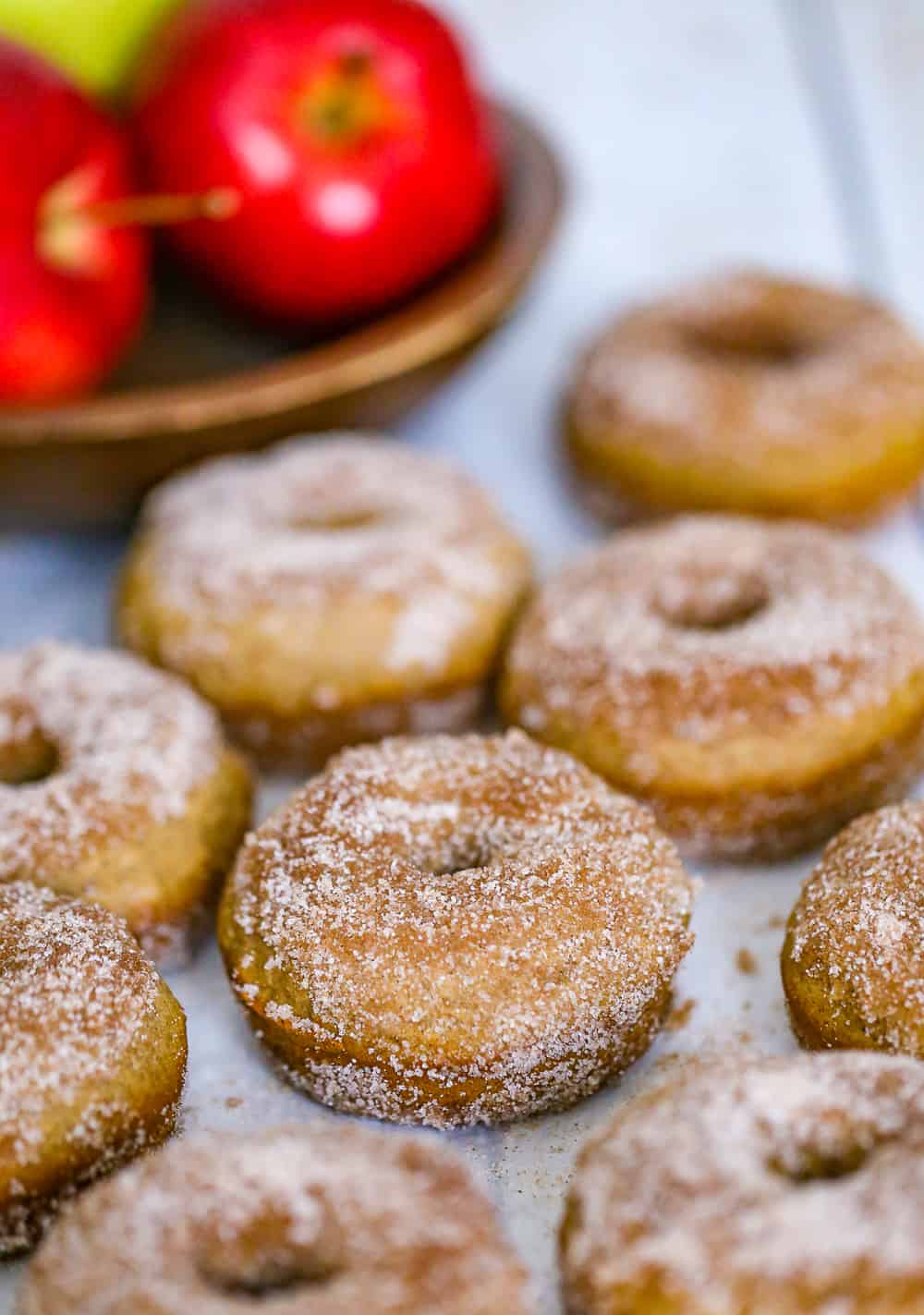 baked apple donuts with cinnamon sugar