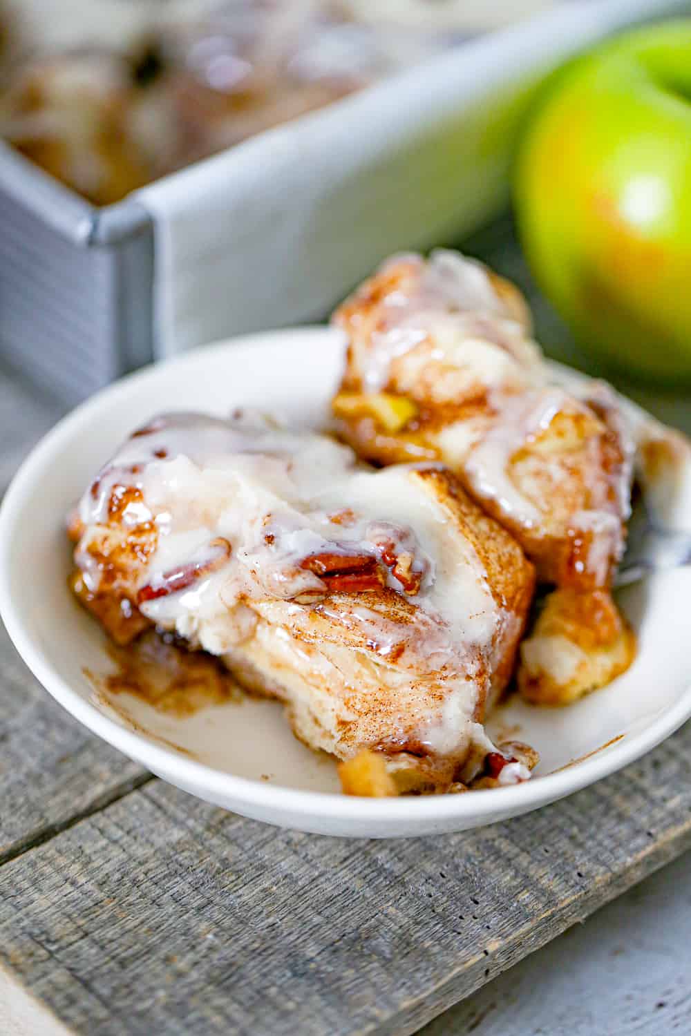 Easy Apple Cinnamon Biscuit Bake with cream cheese icing