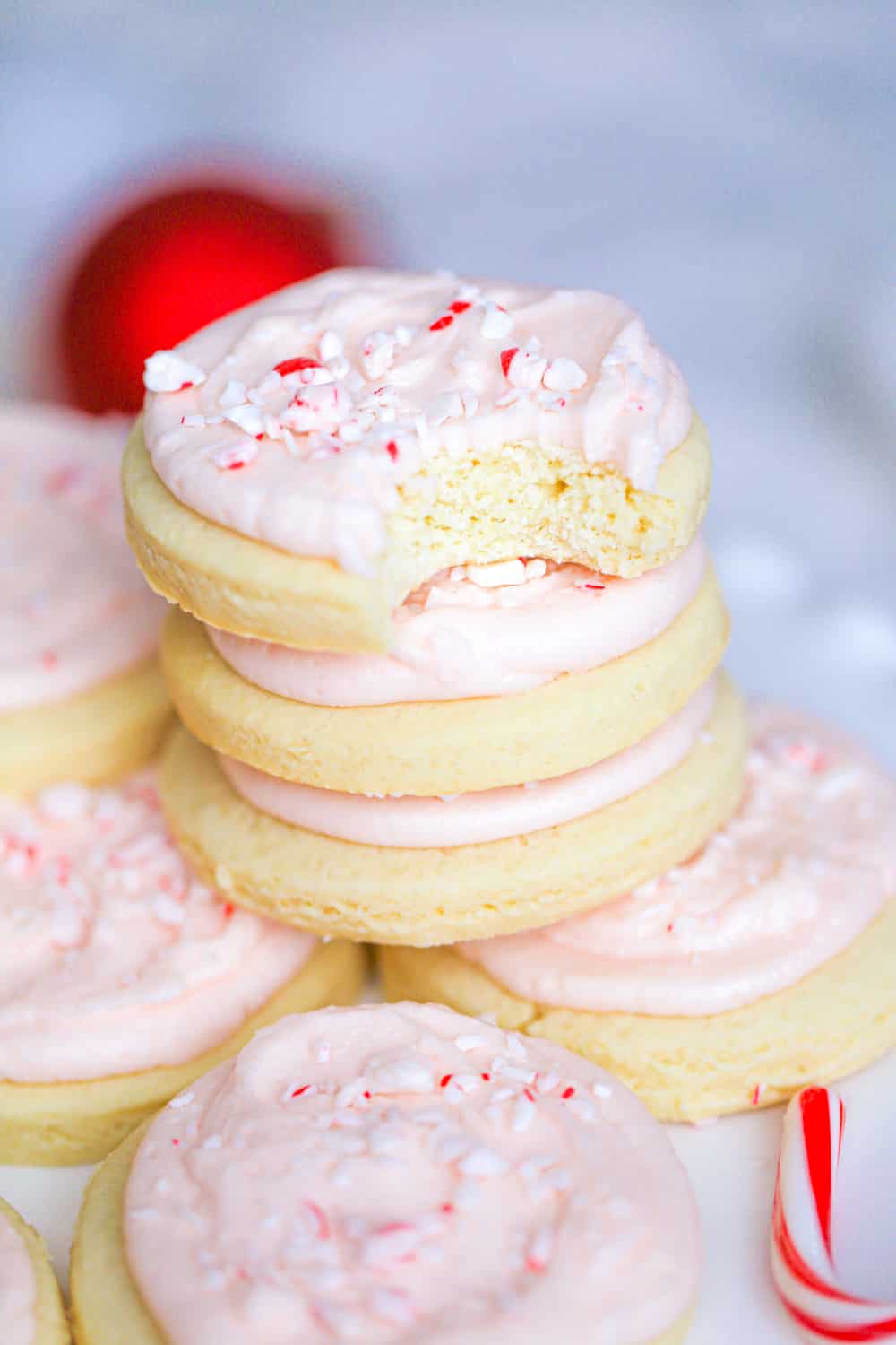stack of candy cane cookies