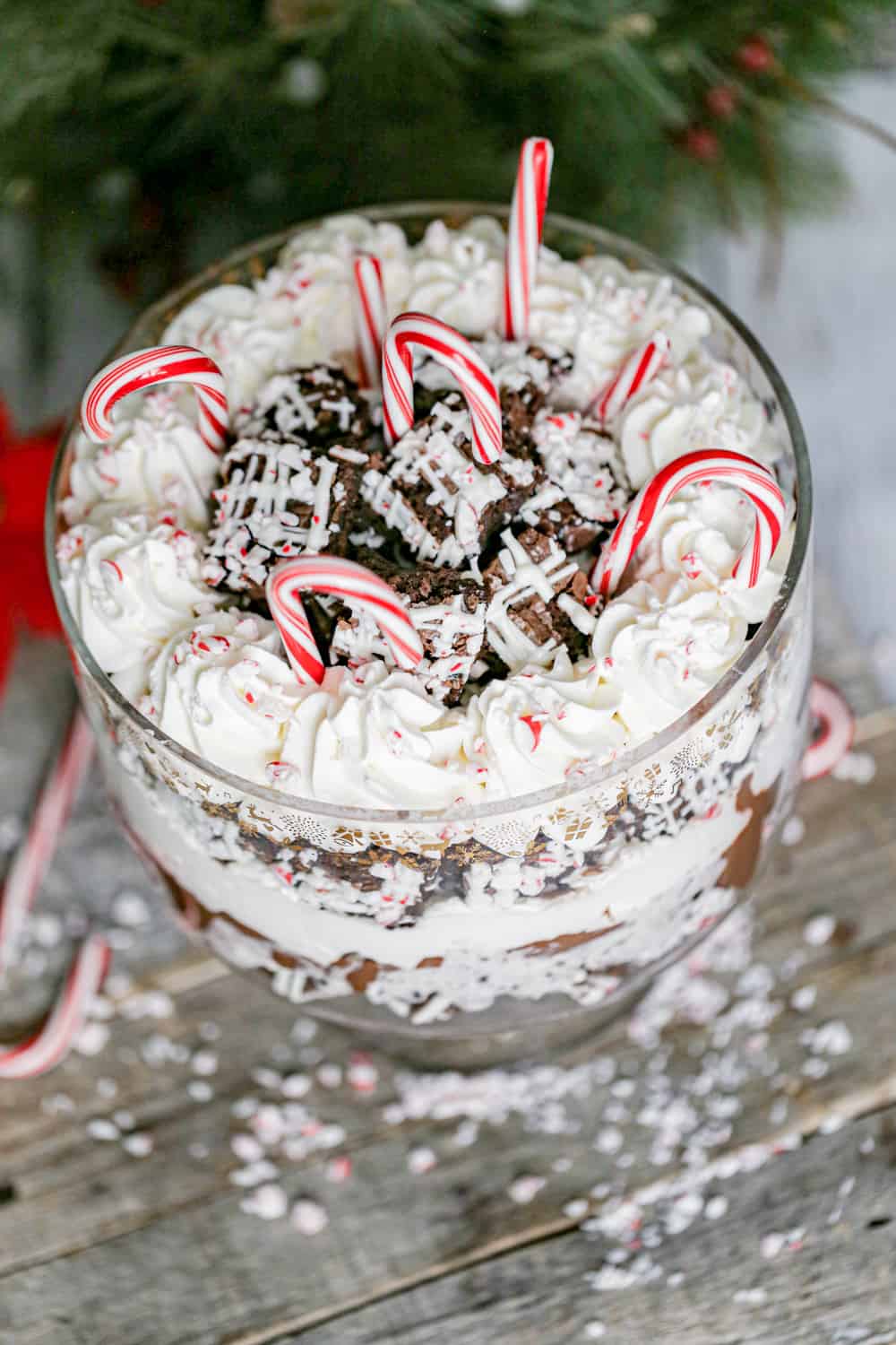 trifle with candy canes