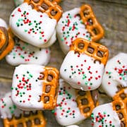 White Chocolate Pretzel Rolo Bites