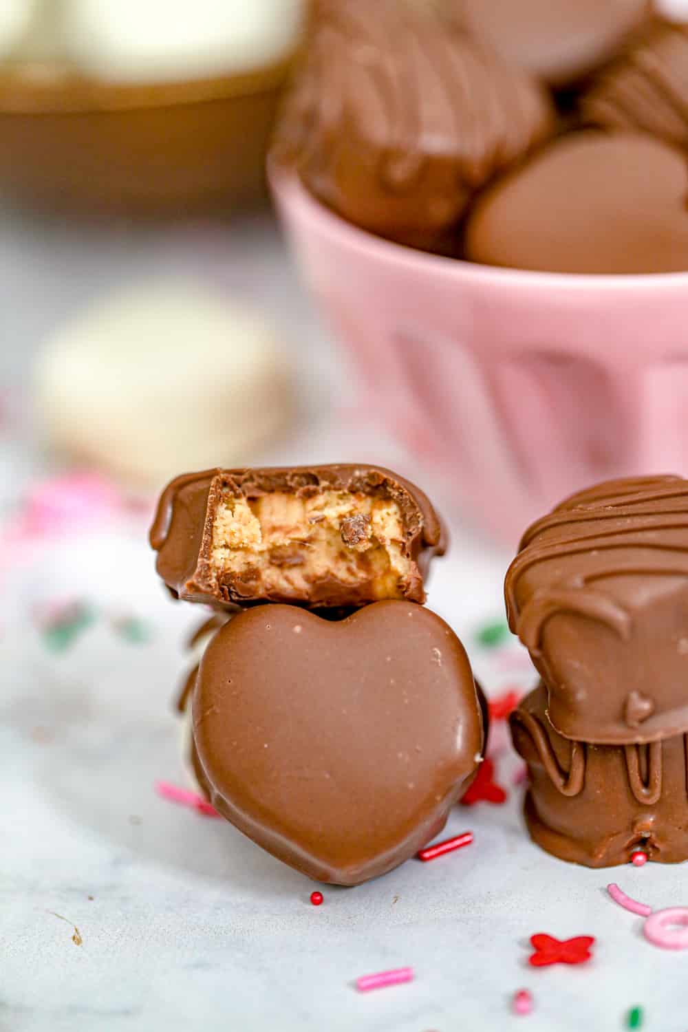 valentine's day chocolate peanut butter hearts