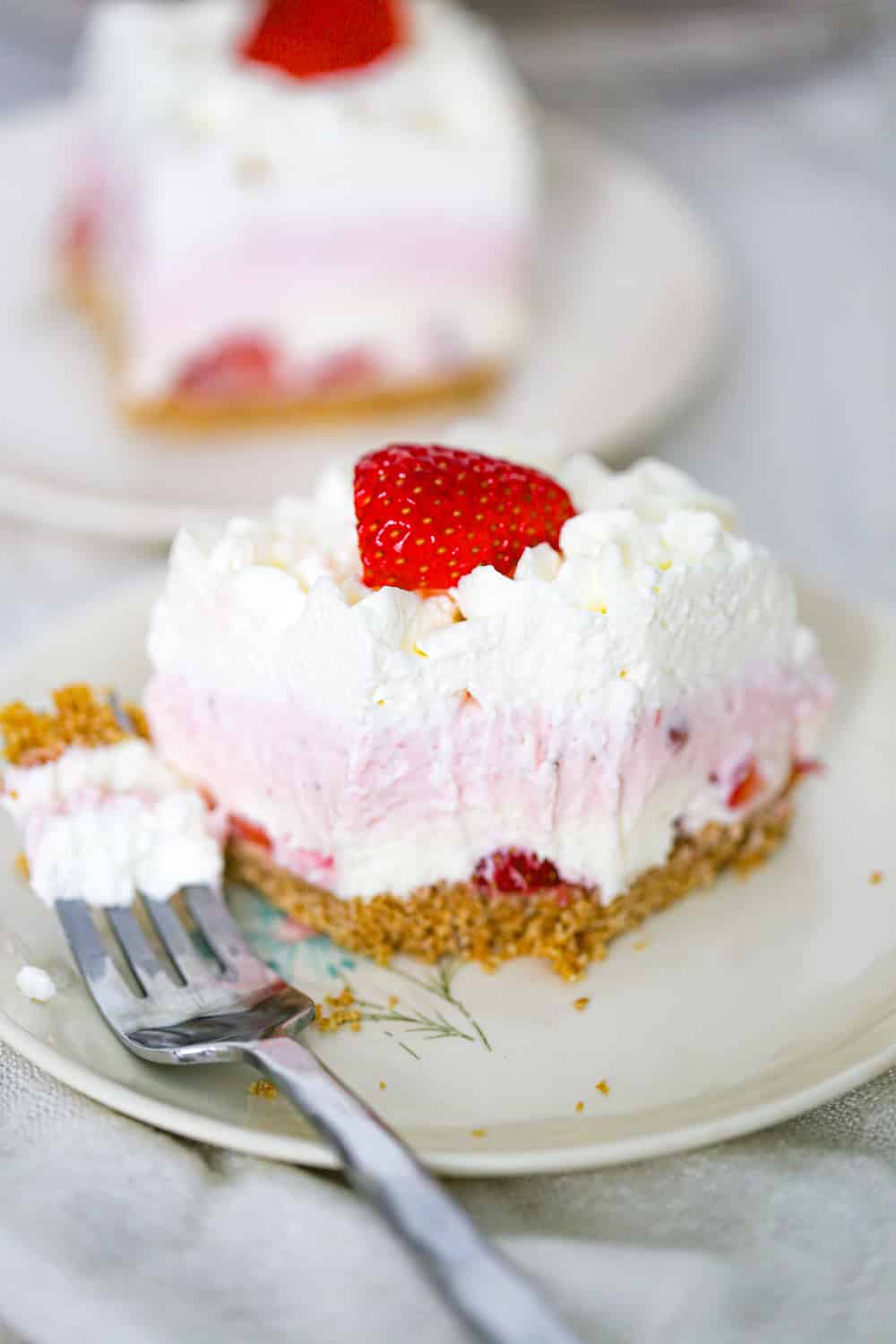 No Bake Strawberry Cream Layered Dessert - The Baking ChocolaTess