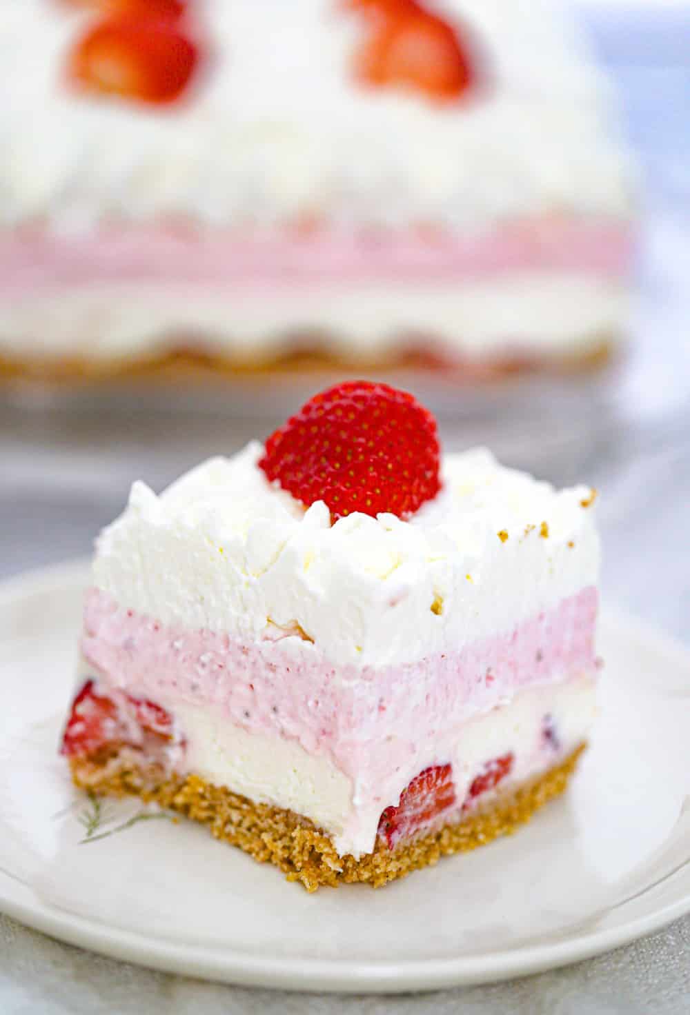 No Bake Strawberry Cream Layered Dessert