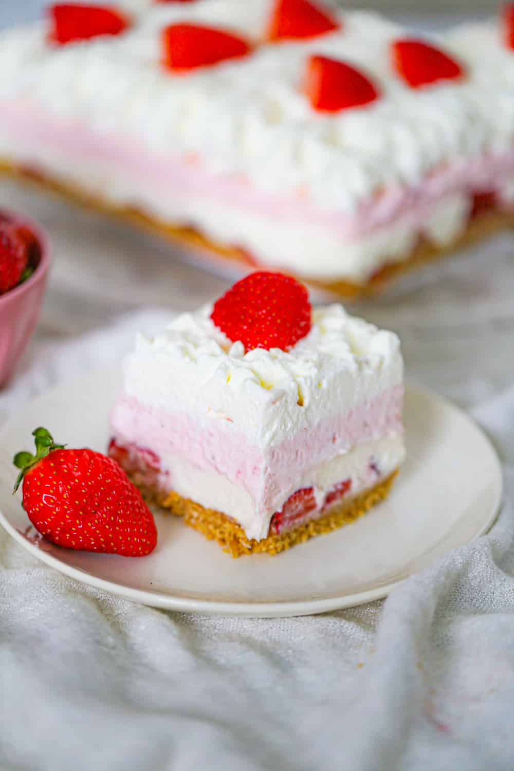 strawberry cheesecake layered dessert