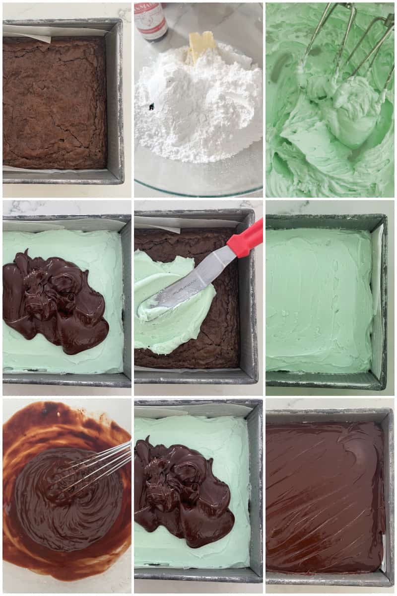 layered mint brownie recipe tutorial