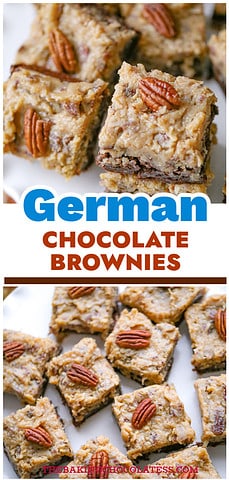 Scrumptious German Chocolate Brownies with Coconut Pecan Frosting