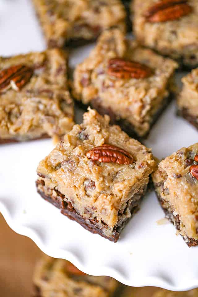 Scrumptious German Chocolate Brownies with Coconut Pecan Frosting