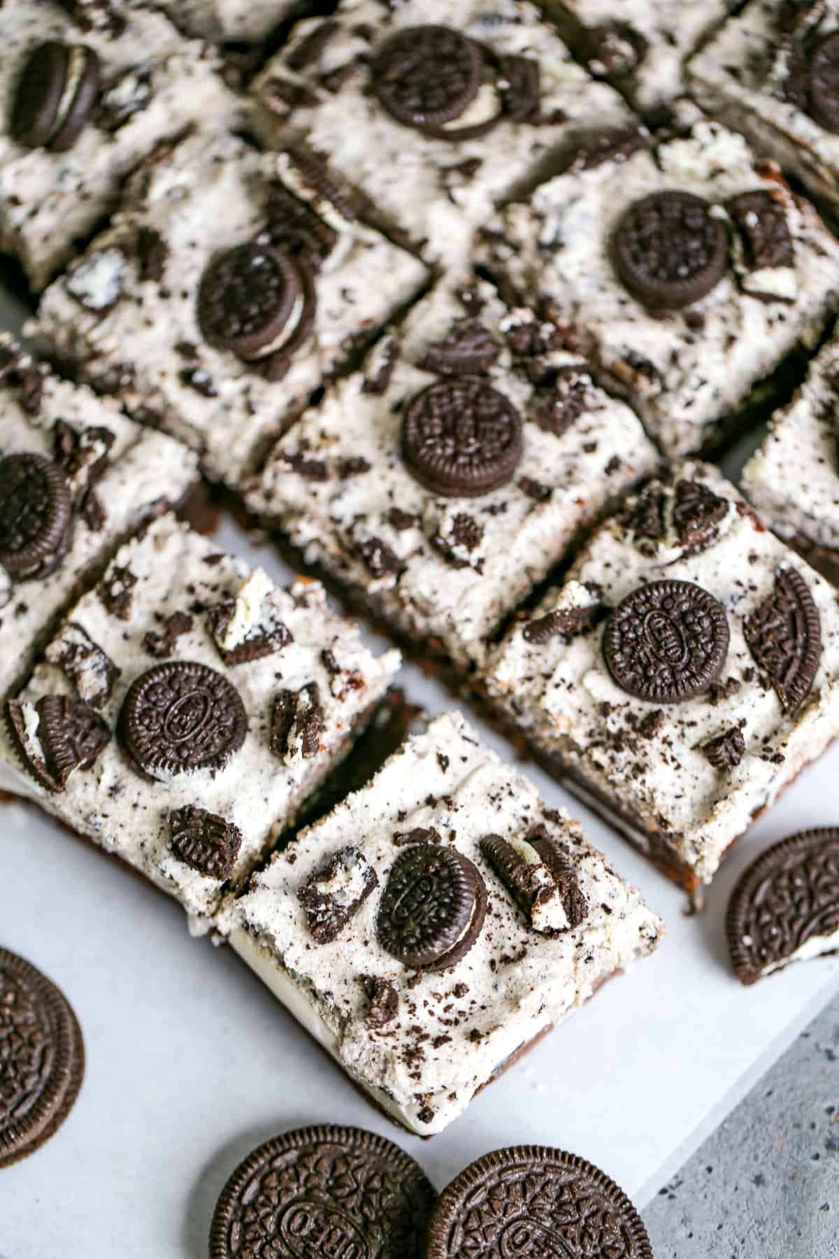 brownies with oreo frosting - easy recipe with sweetened condensed milk