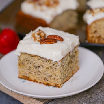 Banana Snack Cake with Cream Cheese Frosting