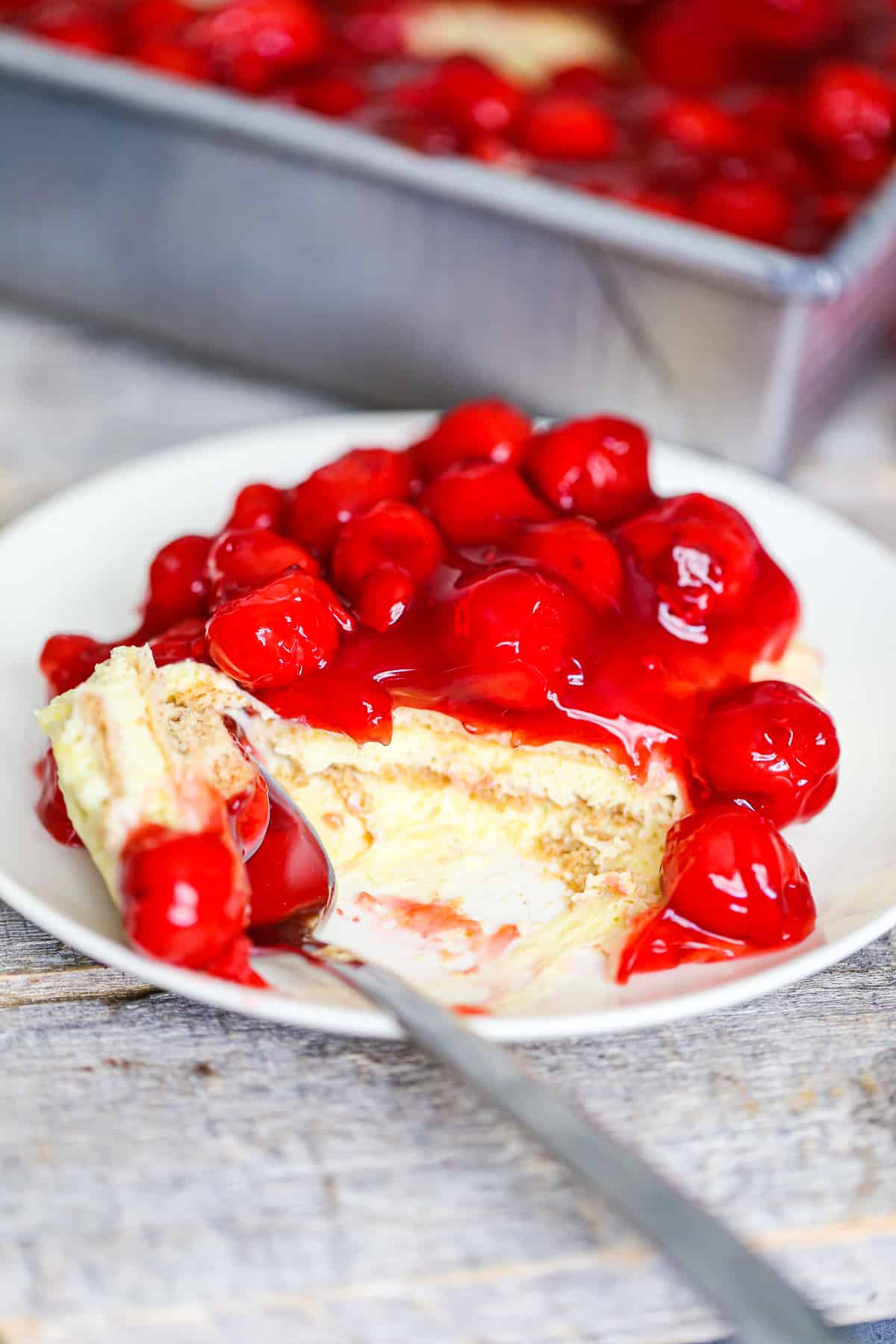 easy no bake cherry cheesecake layered dessert recipe