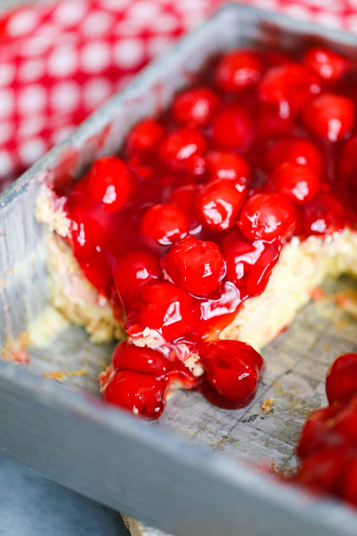 easy no bake cherry cheesecake layered dessert recipe