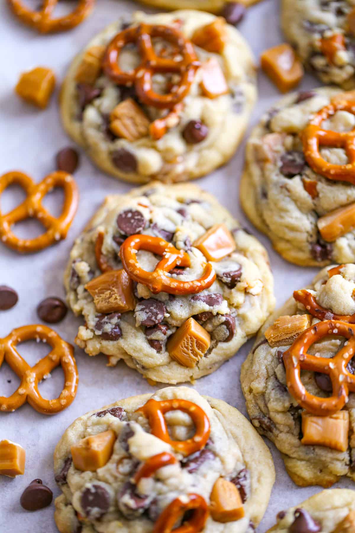 chocolate chip caramel pretzel cookies recipe