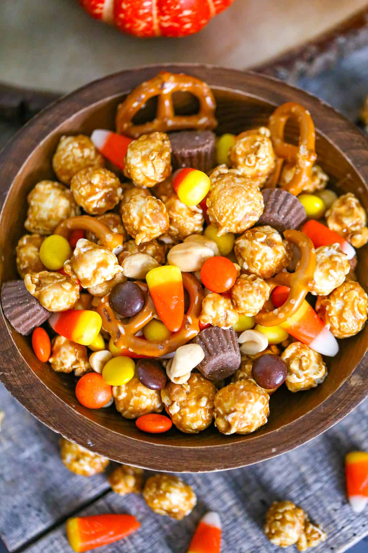 Fall Sweet & Salty Snack Mix candy corn recipe party peanut butter chocolate