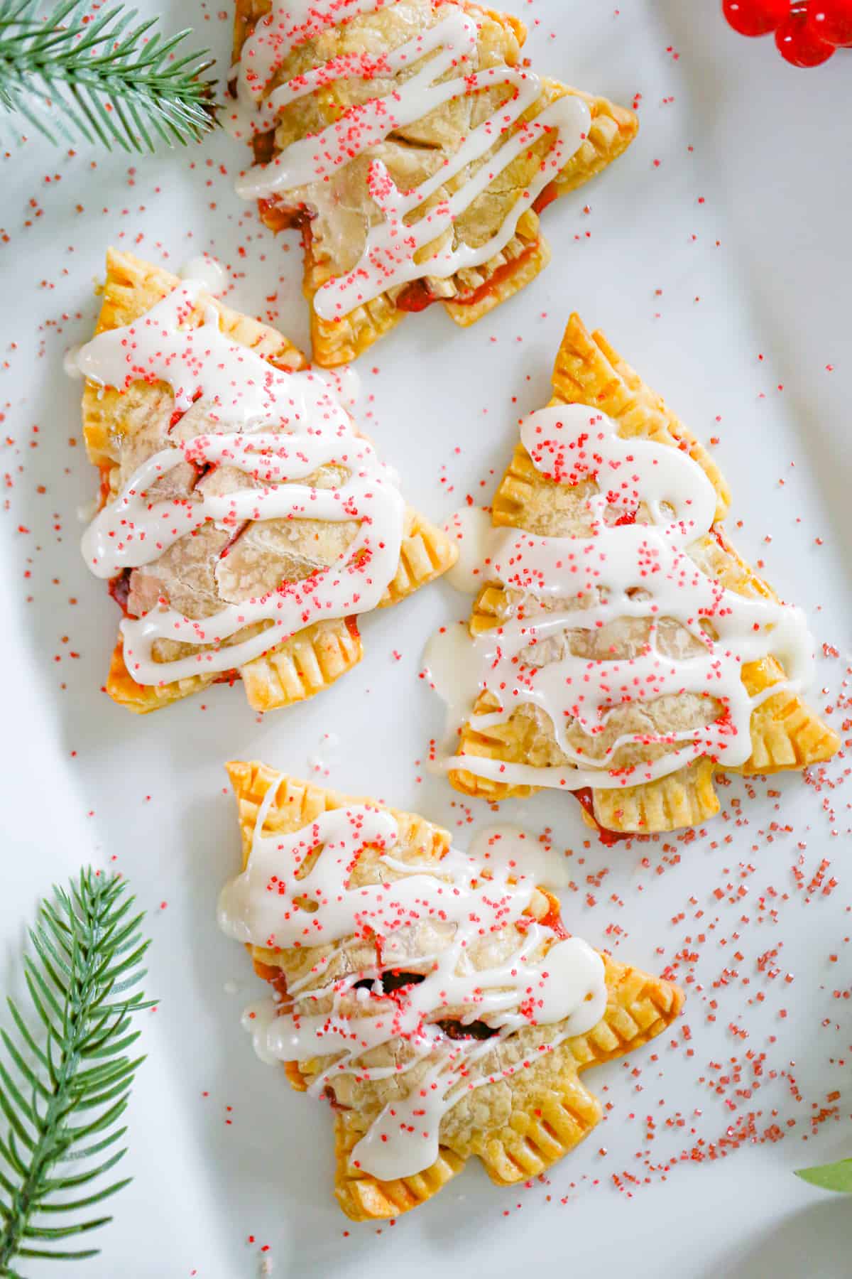 Christmas Tree Strawberry Hand Pies recipe using lucky leaf fruit filling
