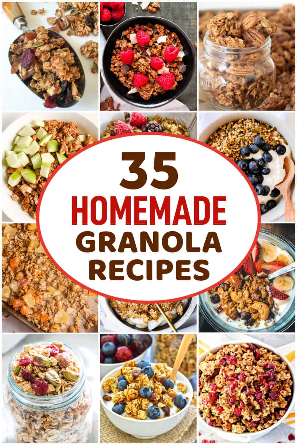 Indulge in 35 yummy and nutritious healthy homemade granola recipes. Try something different with flavors like chewy, crunchy, fruity or nutty. 