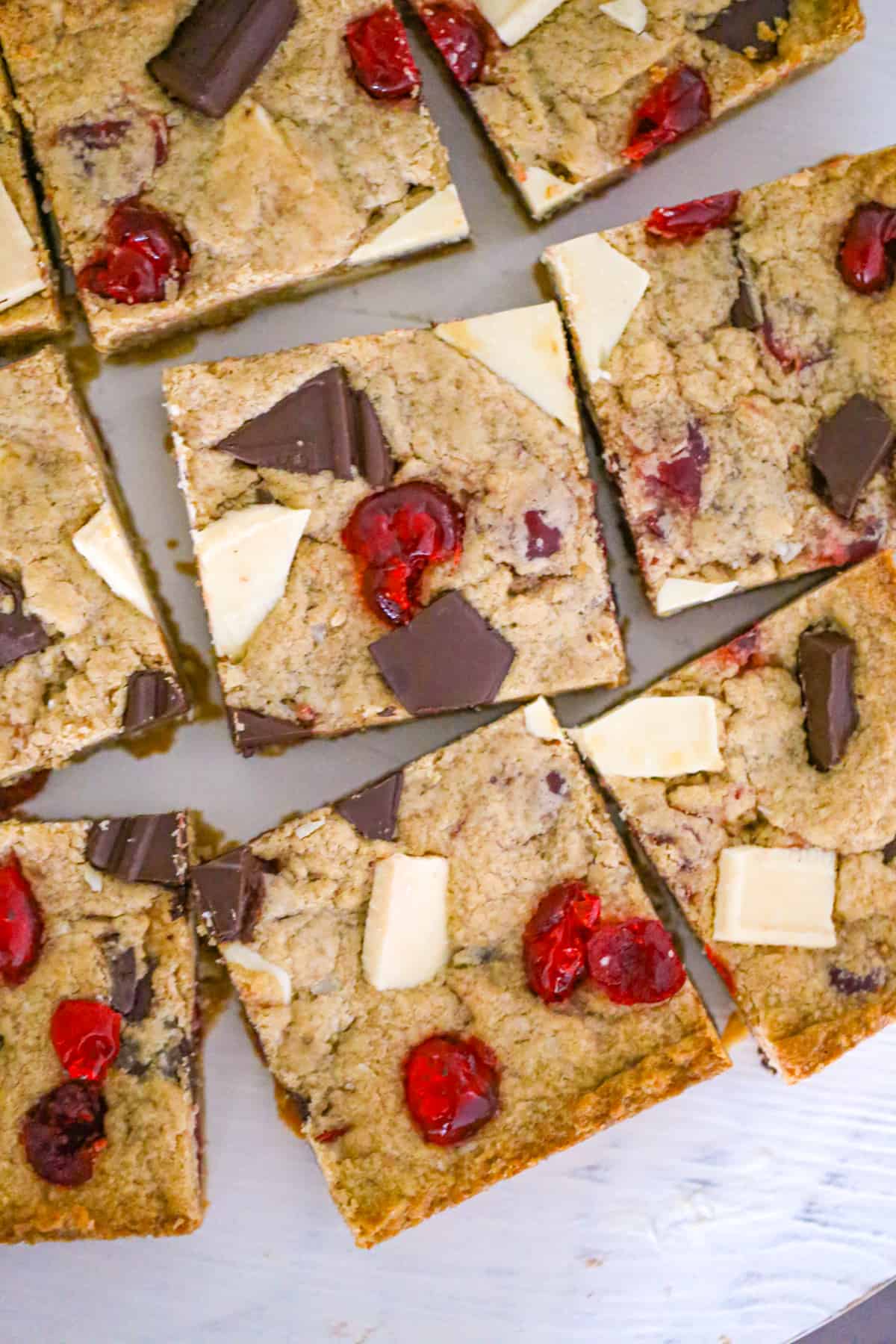 chocolate cherry peanut butter bars recipe white chocolate & coconut included