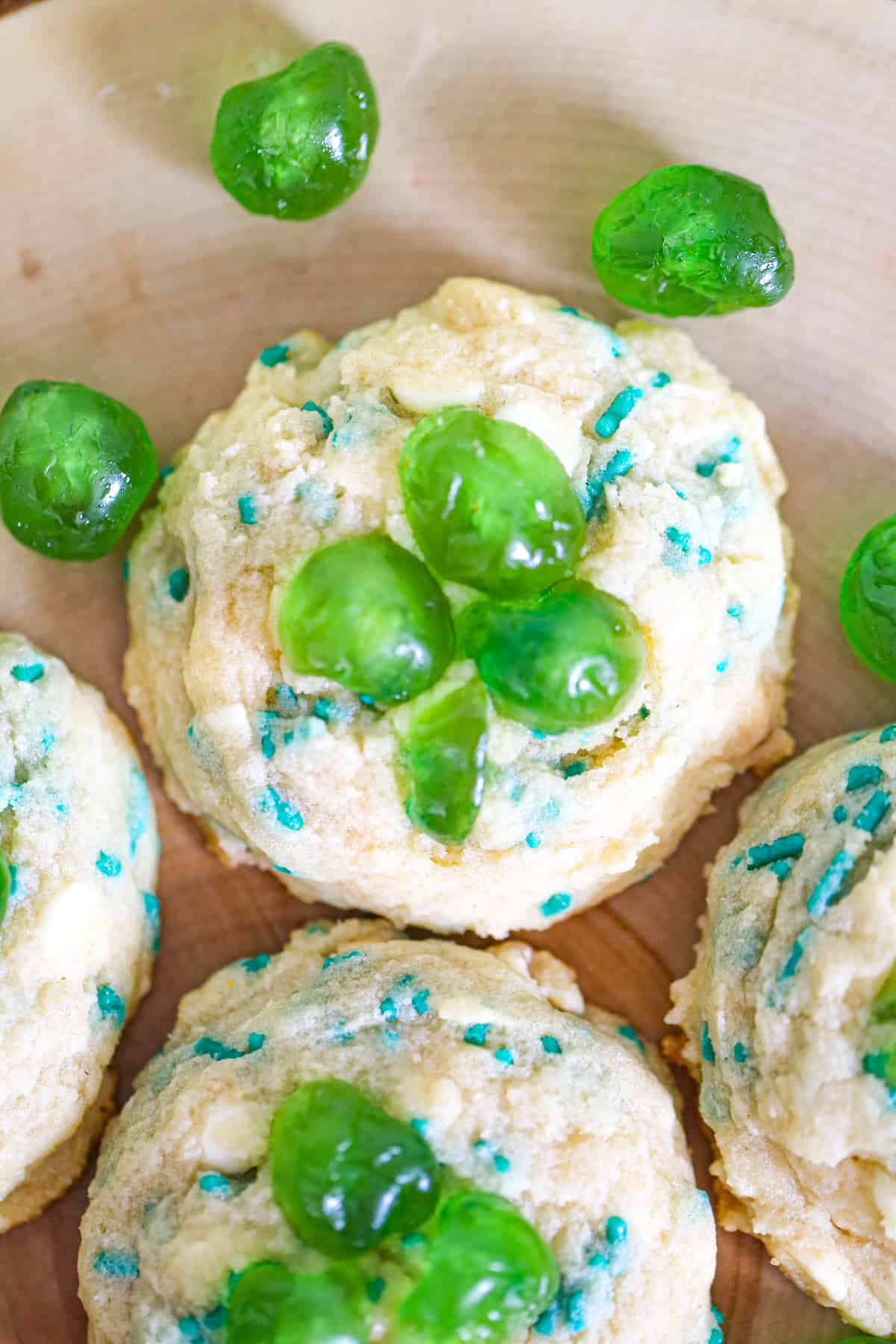St Patrick's Day Green Cherry Shamrock Cookies