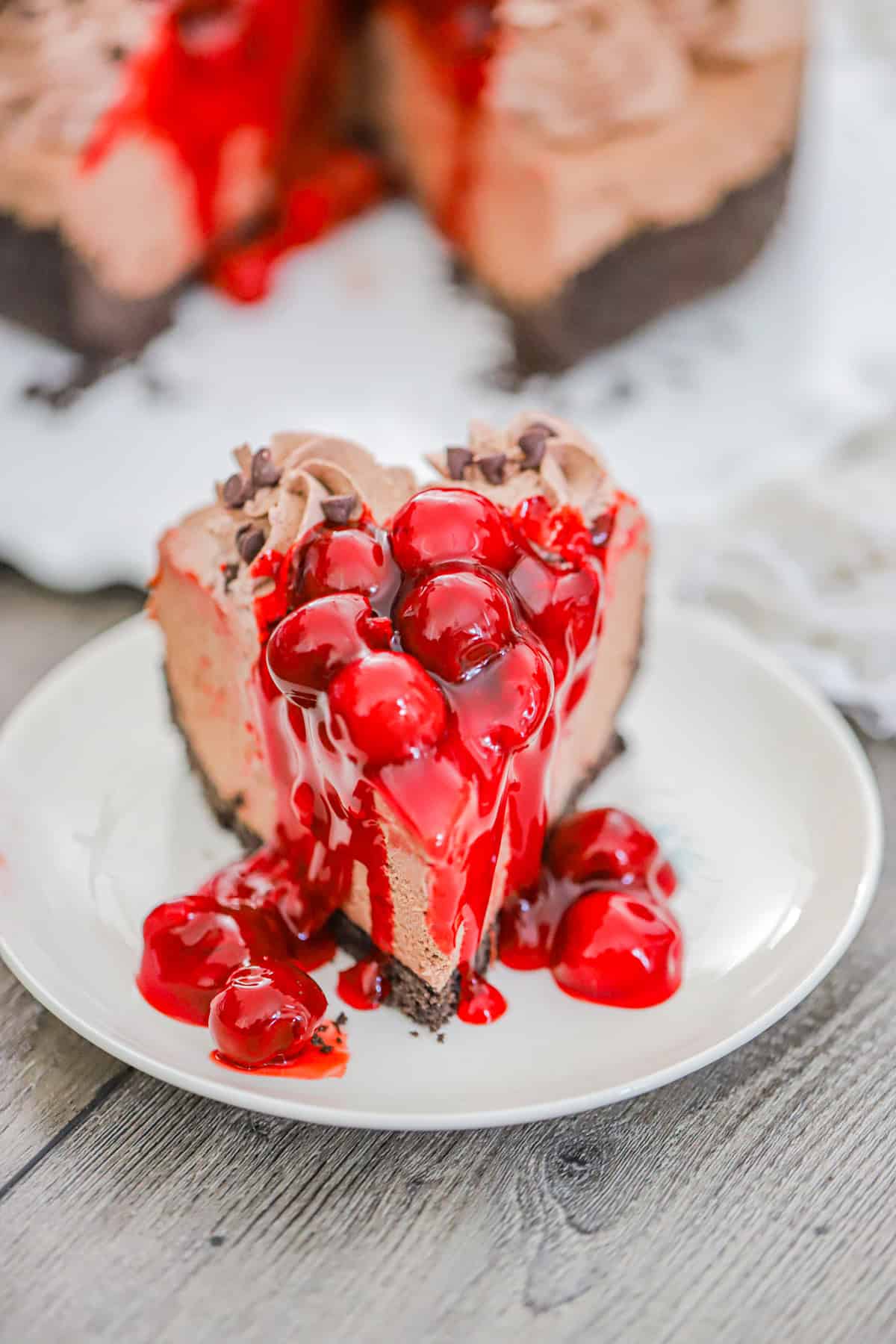 No Bake Chocolate Cherry Cheesecake