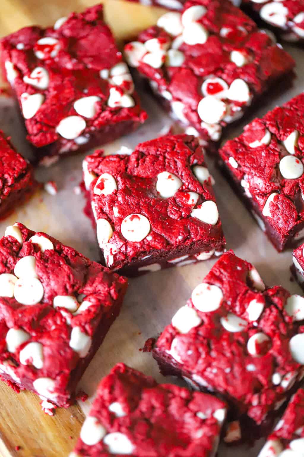 Red Velvet Cake Mix Brownies with White Chocolate - The Baking ChocolaTess